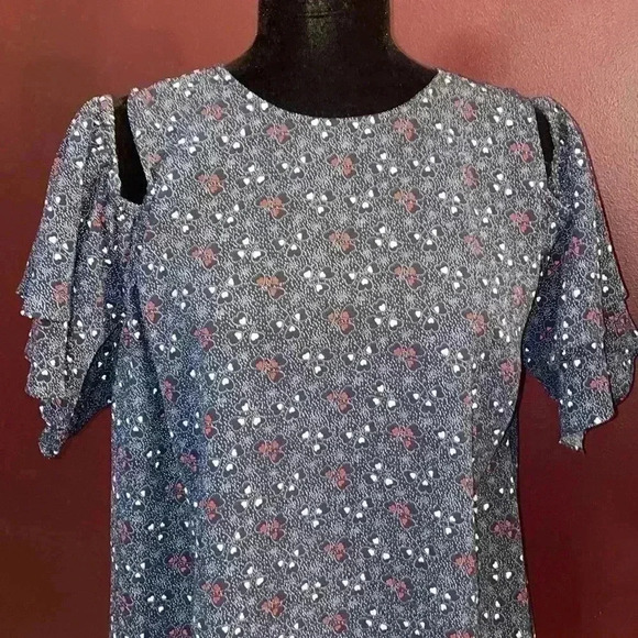 Michael Michael Kors Women’s XL Navy Open Shoulder Short Sleeve Top - Picture 1 of 9
